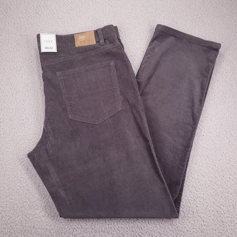 ROWM Pants Mens Size 36x32 Straight Leg Gray Corduroy NEW